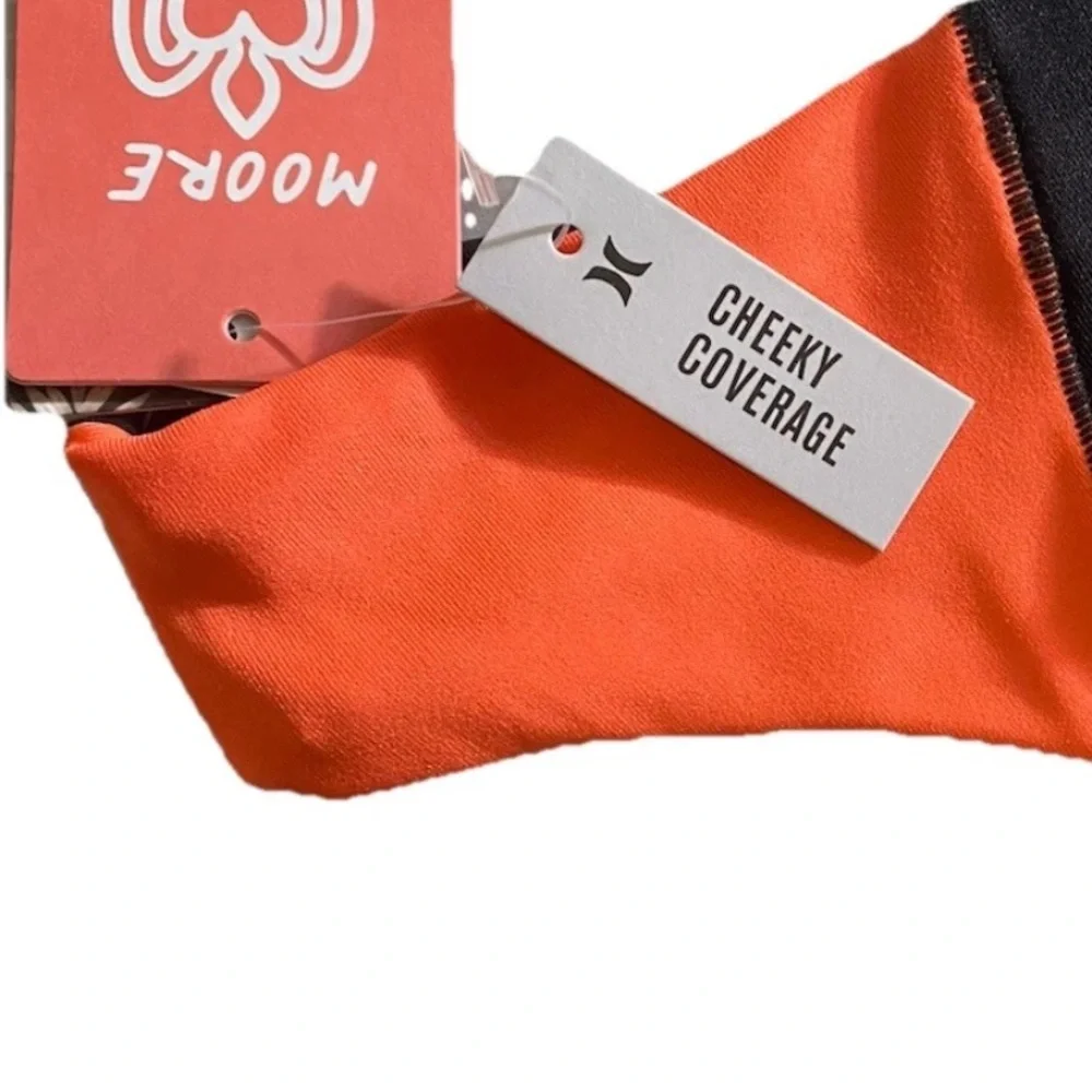 Hurley Bikini Set Women’s XS/S Orange Black Cheeky Coverage 2 Piece Swimsuit